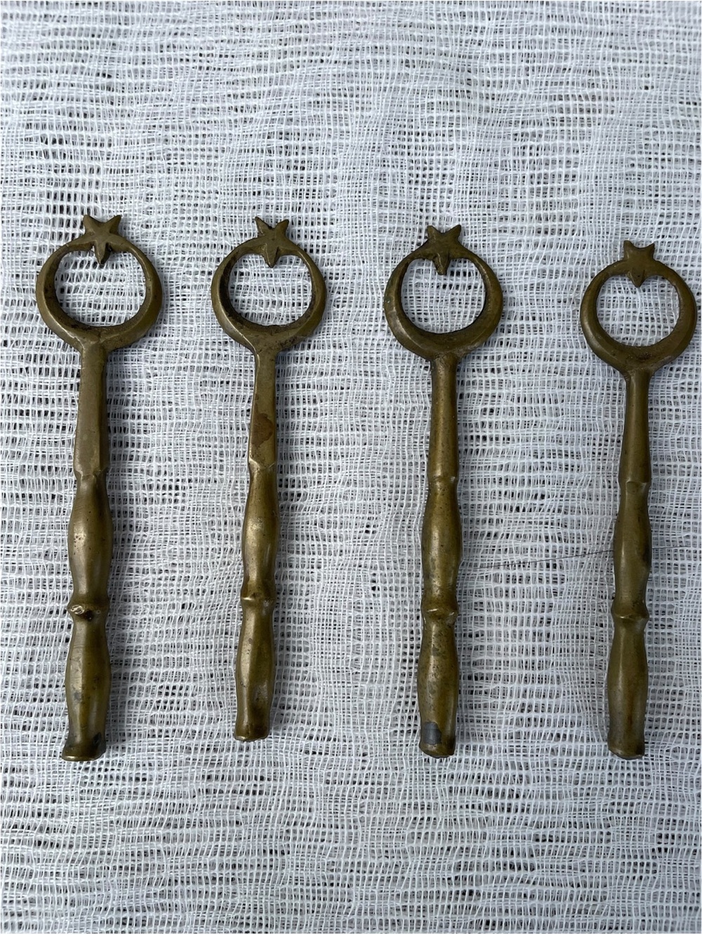 4 Ottoman Star & Crescent Brass Skewer Handles